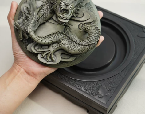 龙行天下 砚台原石天然非遗手工雕刻实用带盖...