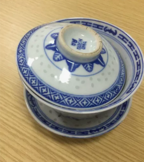 解放初期青花玲珑瓷盖碗 保真保老,解放初期...