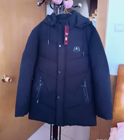 男士防寒服休闲棉服,近全新纯黑5XL,保暖...