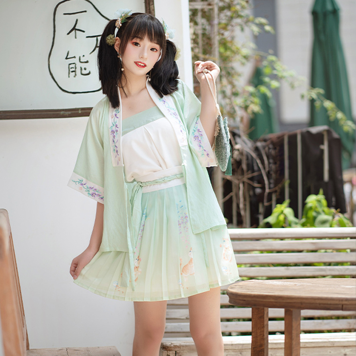 闲庭晚 墨子研汉服女宋制三件套褙子吊带汉元...