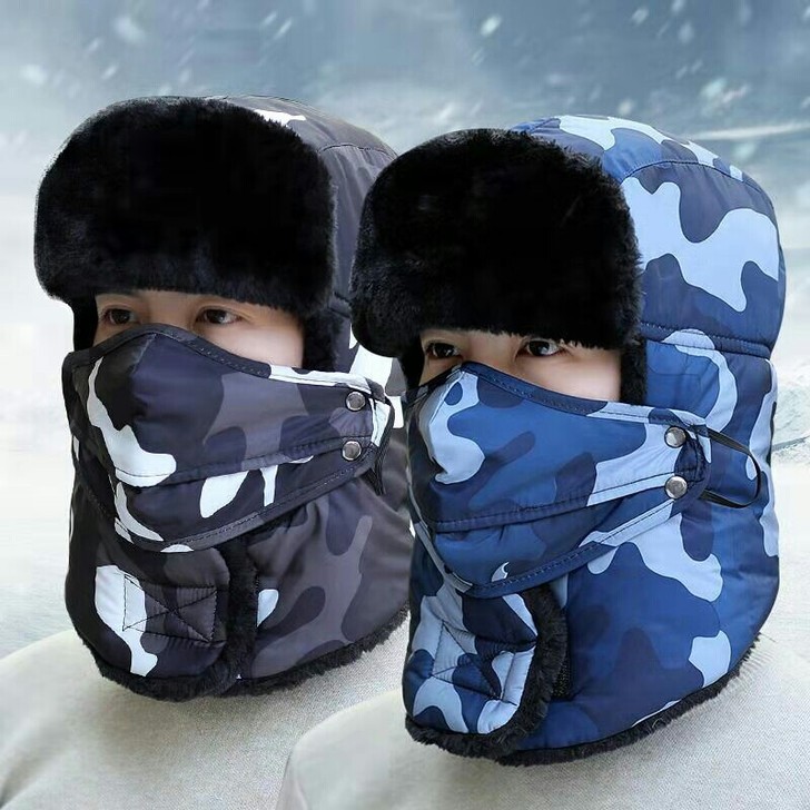 雷锋帽男女通用冬季骑车加绒加厚保暖防寒防风...