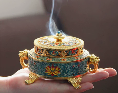 处理！景泰蓝香炉玉琉璃珐琅彩香薰炉盘香炉家...