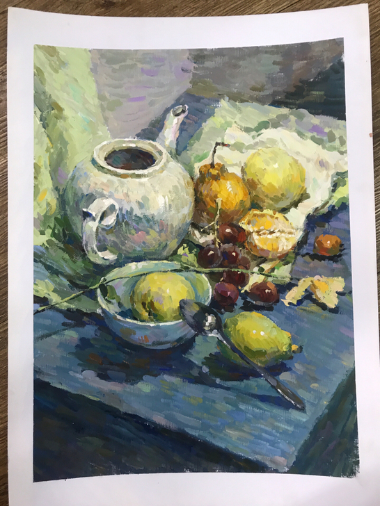水粉画 ，4开水粉静物画成品，现货无签名，...