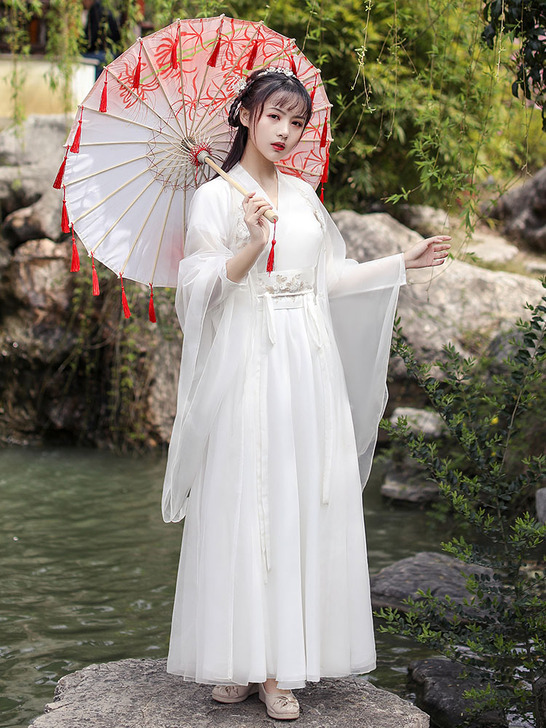 汉服女夏中国风原创正品蓝色古装广袖流仙裙春...