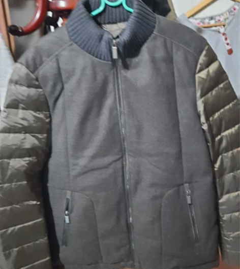 全新的的男士羽绒服,军綠色,前胸和后胸是呢...