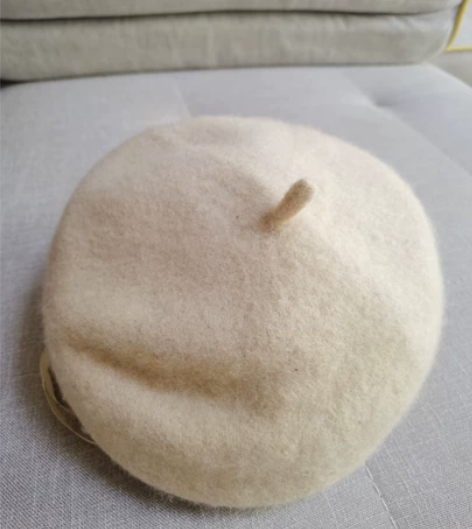 秋冬季女式小香羊毛贝雷帽显脸小,100%羊...