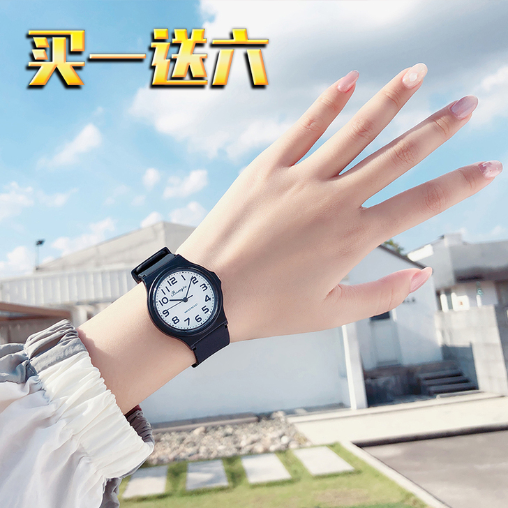 学生考试专用手表女简约静音儿童男小学生机械...