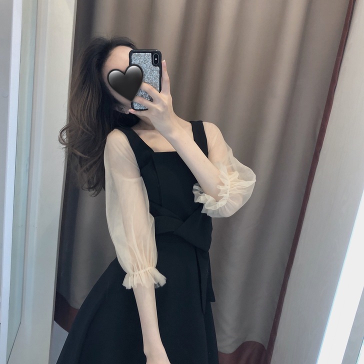 黑色连衣裙2019新款秋季法式裙仙女甜美e...