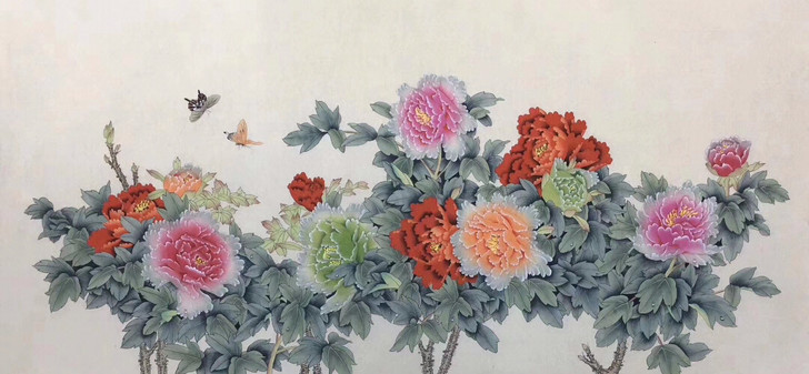 李晓明国画作品大六尺牡丹《花开富贵》