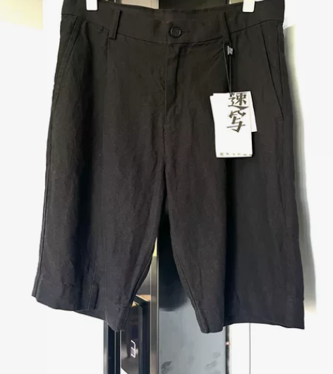 速写男装亚麻短裤黑色L码，全新正品。版型正...