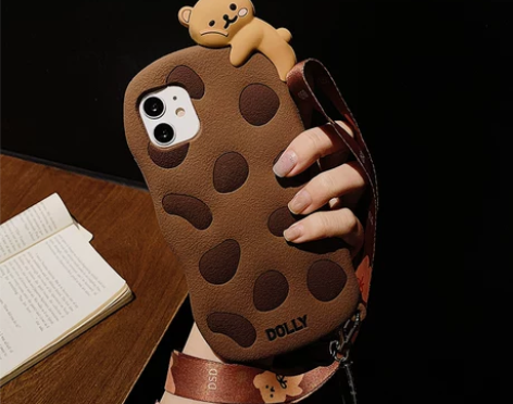 趴趴小熊挂绳适用于iphone11手机壳苹...