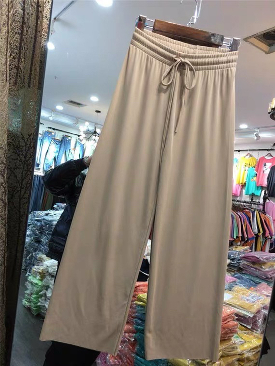 冰丝阔腿裤女秋季新款高腰松紧宽松显瘦垂感休...