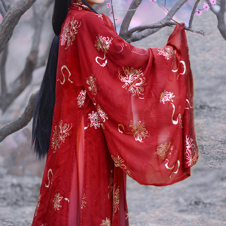 如梦霓裳曼殊汉服女装大袖衫彼岸花烫金原创中...