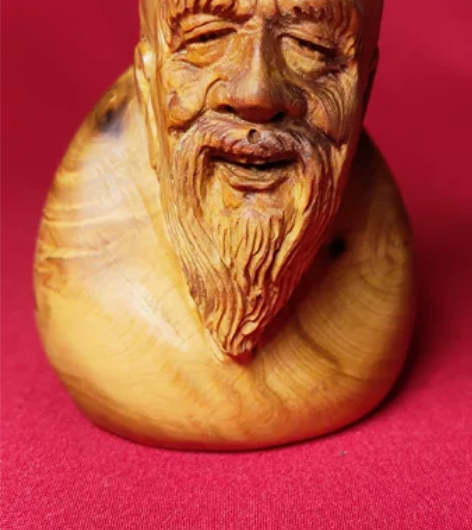 崖柏木雕:老夫子（手工雕刻） 宽5cmx高...