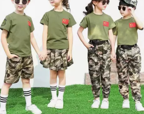 儿童迷彩服套装夏令营小学生军训服军装校服短...
