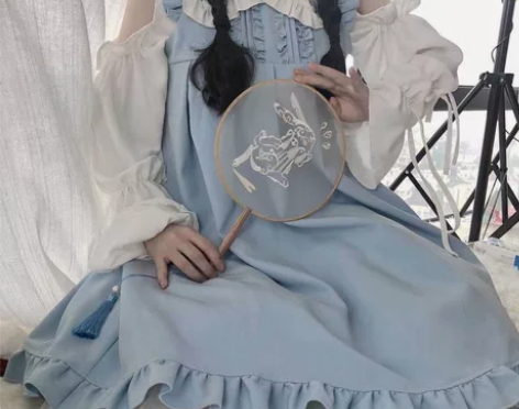 甜美木耳边百搭背带连衣裙女学生日系软妹背心...