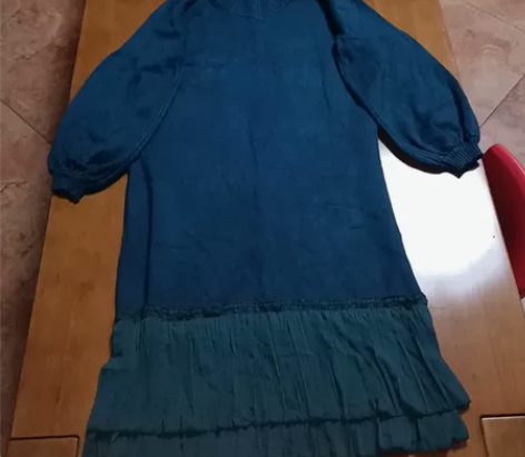 绿色毛衣裙 孔雀蓝毛衣裙 针织连衣裙 松石...