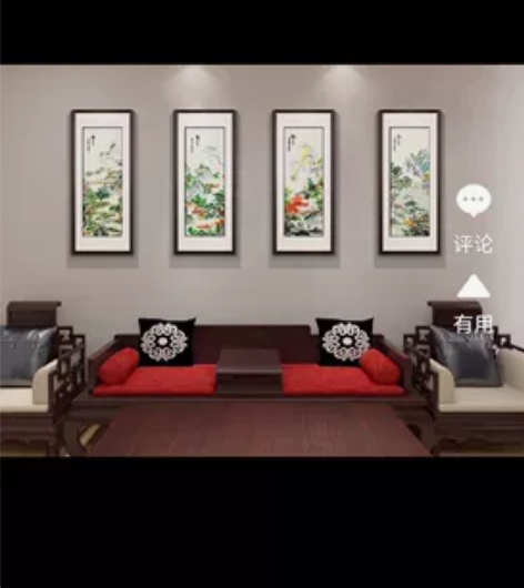 装饰挂画刺绣画,春夏秋冬图,一共四副 。因...