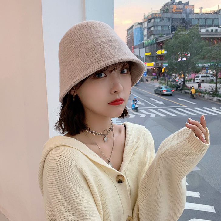 米色渔夫帽子女秋冬季韩版潮牌百搭显脸小水桶...