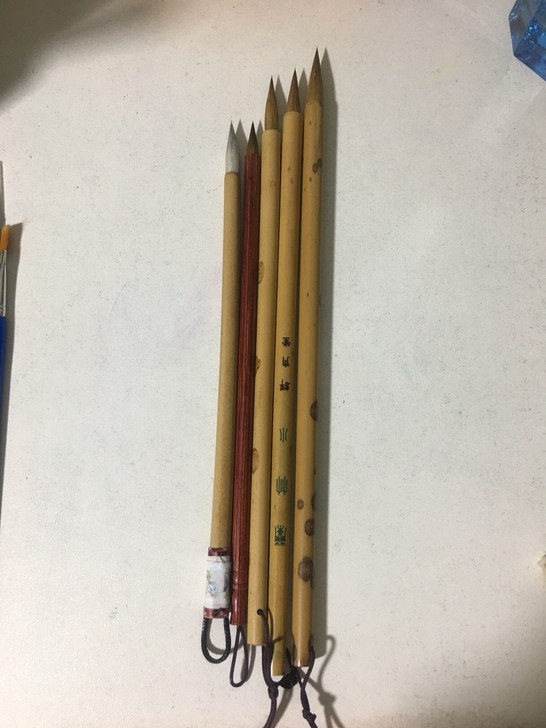 毛笔五支，非常好用，狼毫笔，画水彩写书法都...