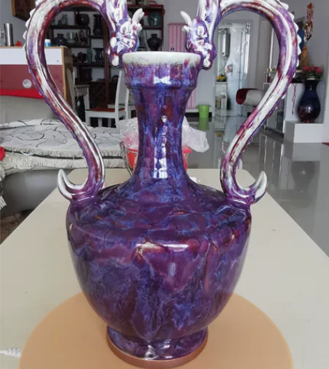 王现锋大双龙垭口瓶 王现锋大师早期作品，玉...