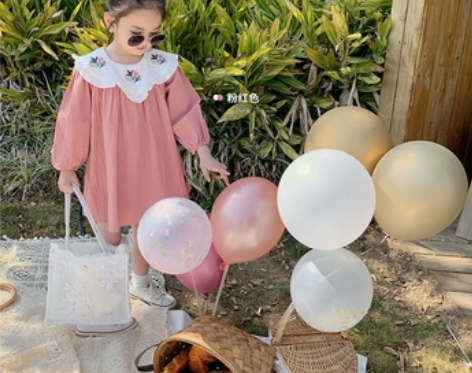 Amybaby女童连衣裙儿童洋气女宝宝田园...