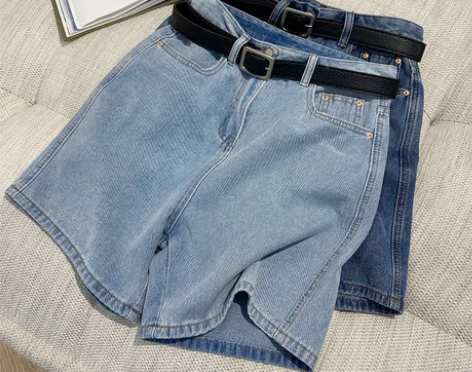 高腰牛仔短裤女夏季薄款大码宽松显瘦休闲直筒...