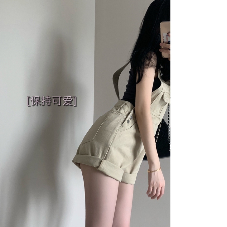 加州女孩 甜酷girl工装背带裤 复古时髦...