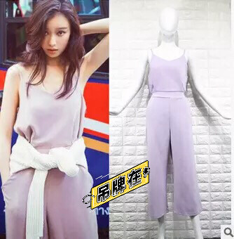 倪妮同款吊带连体裤。