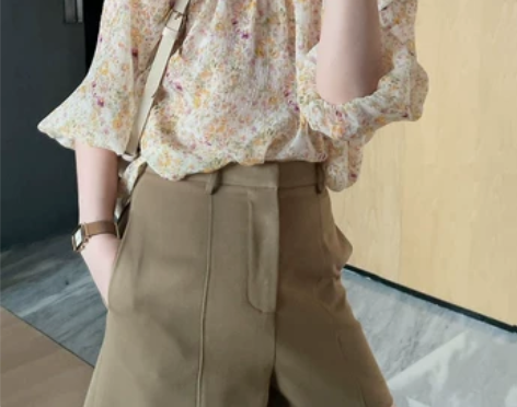 TMH自制 扁桃杏仁色休闲短裤女夏 全新全...