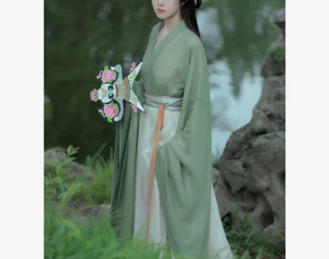 魏晋制南北朝绿色汉服古装女夏款广袖流仙裙仙...