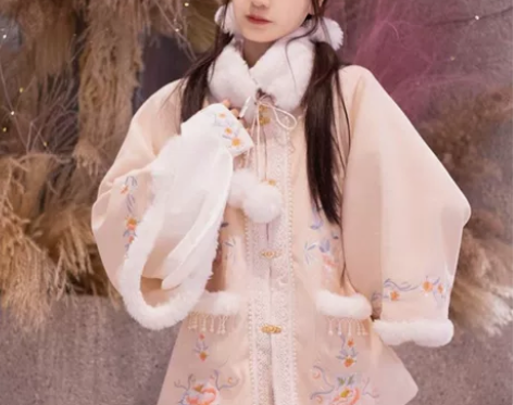 五五年原创汉服女 其乐绒绒 明制加绒方领半...