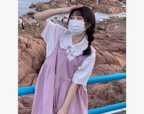 便宜出！拒绝吃藕  日系简约方领背带裙20...
