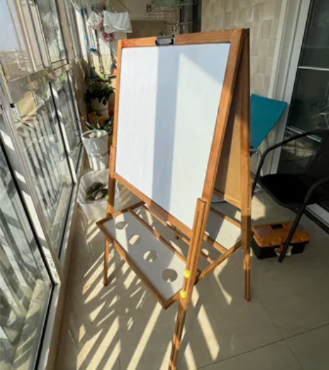 宝宝实木架双面磁画板画架，一面黑板 一面白...