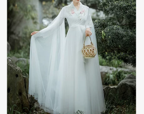 【西江月】汉服女白色古装中国风仙气古风飘逸...