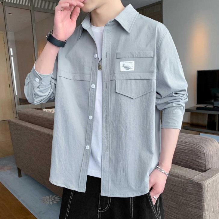 衬衫男士长袖2021新款春秋季上衣服韩版潮...