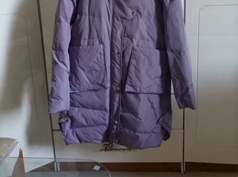 紫色,90白鸭绒羽绒服 M码,中长款, ...