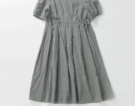 泡泡袖格子减龄连衣裙女夏季田园风纯棉蕾丝娃...
