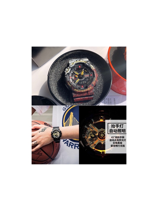 卡G 西shock欧黑金海贼王石英电子表男...