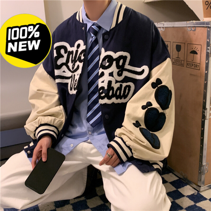 美式复古刺绣棒球服男潮流vintage潮牌...
