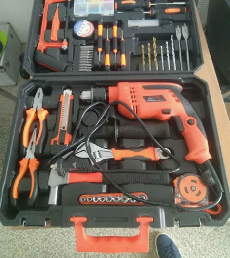 家用工具箱套装五金工具箱电动螺丝刀多功能电...