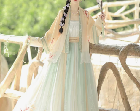 星婉 宋制汉服女长袖短衫半袖褙子齐腰褶裙原...