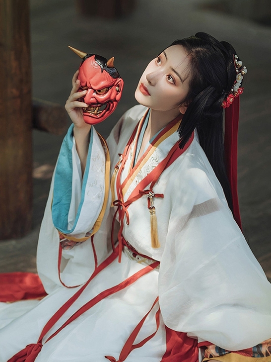 不换  汉风吟妙上晋制襦裙交窬裙印花刺绣男...