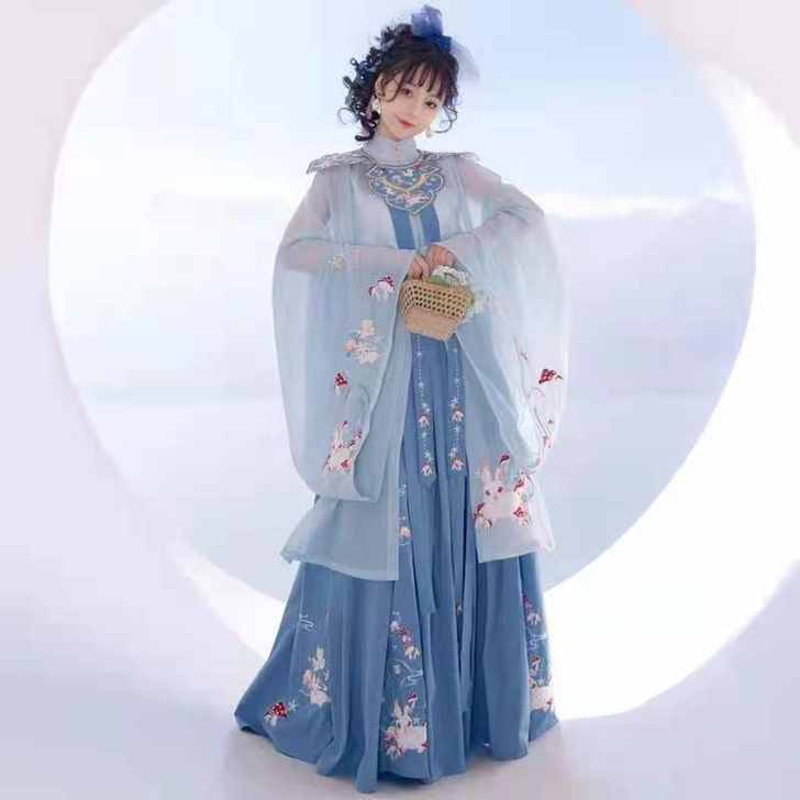 汉云辞原创明制汉服女茕茕稚兔刺绣花立领大袖...
