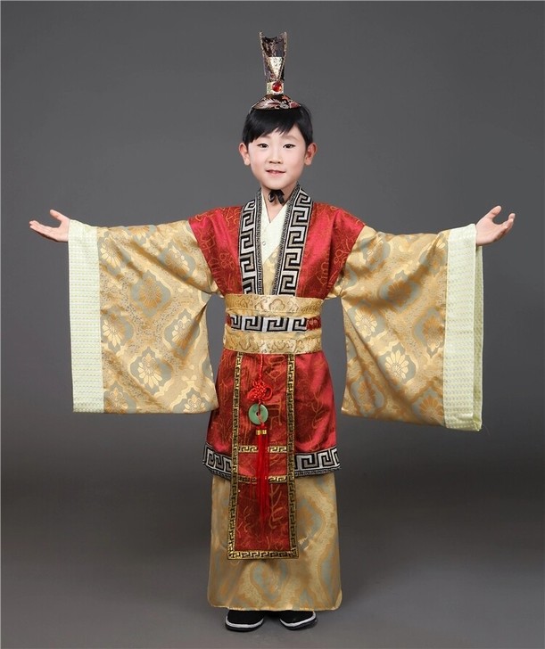 儿童古装演出服国学服装古代男童汉服官服秦汉...