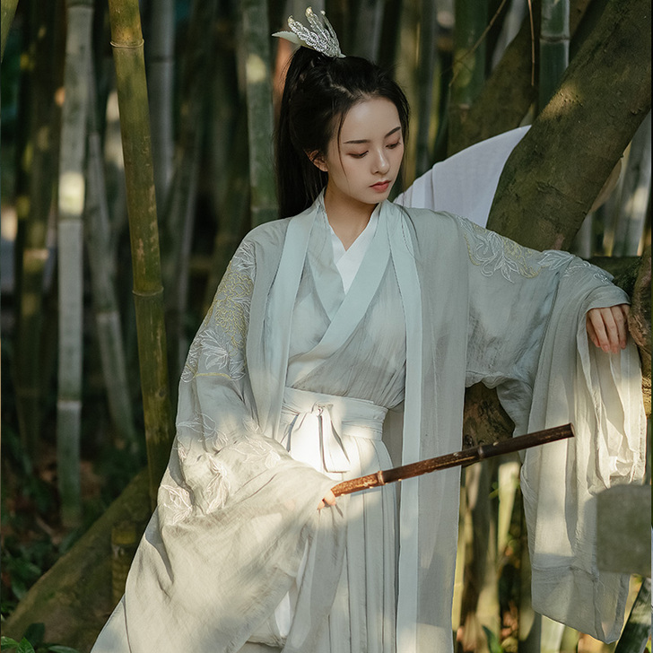 言然不染原创汉服女魏晋风广袖交领襦裙大袖衫...