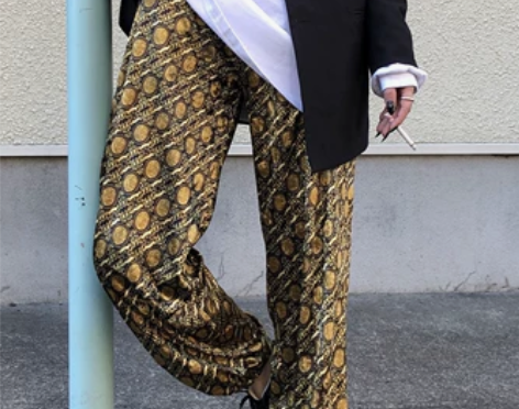 Ace印花裤子女春2019新款原宿宽松ul...