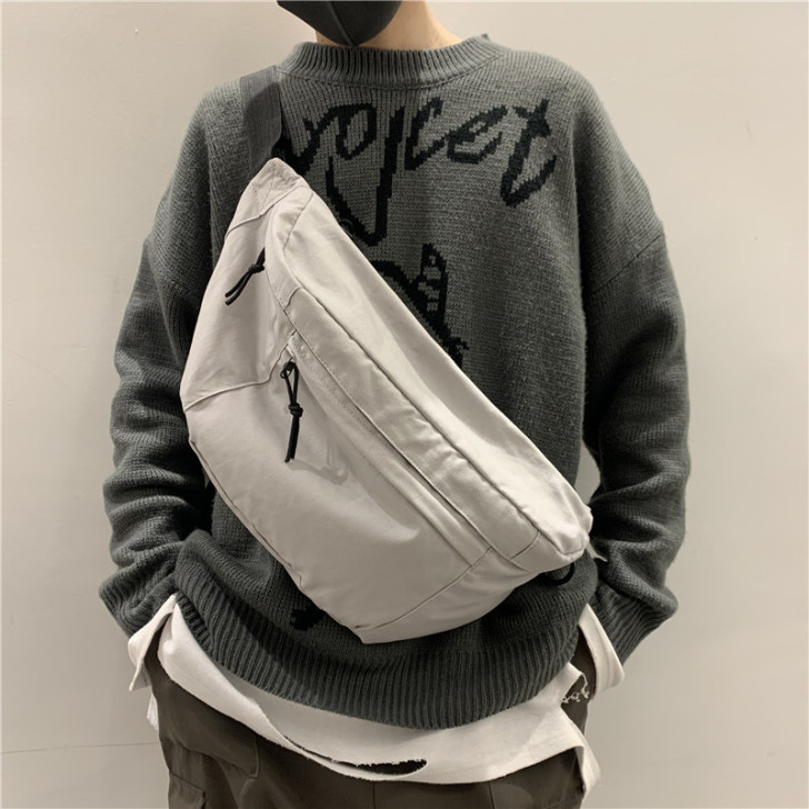 王一博同款斜挎包男士包包大容量帆布包背包胸...
