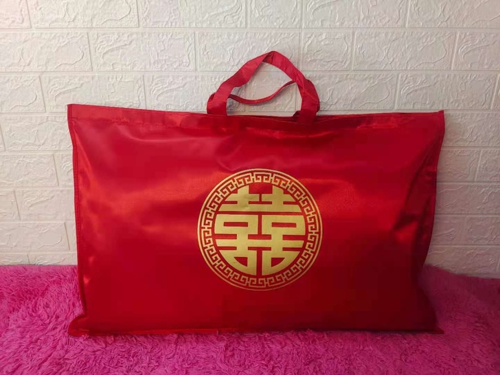 结婚庆放枕芯的袋子枕头包装袋红色手提袋，尺...