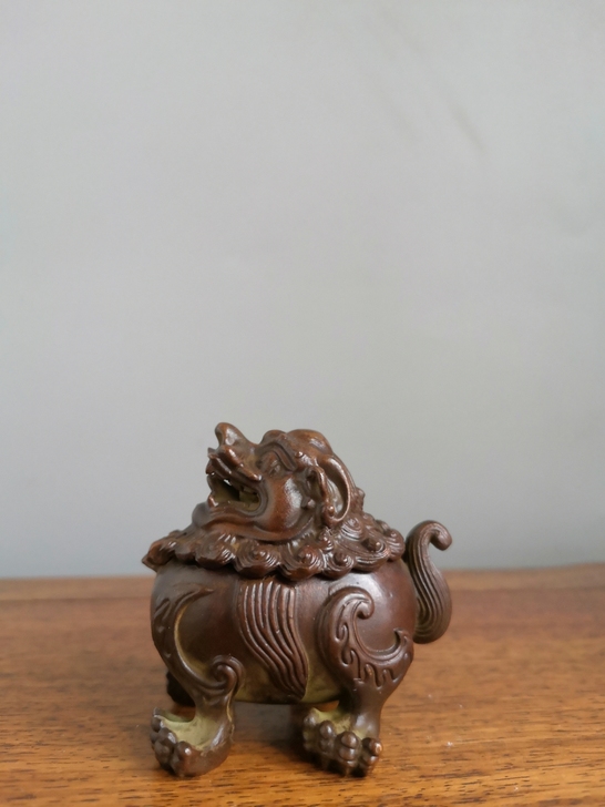 老铜貔貅熏香炉 茶道禅意香炉摆件